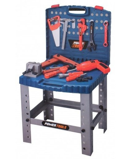 Toi Toys werkbank in koffer Power Tools 15 cm blauw