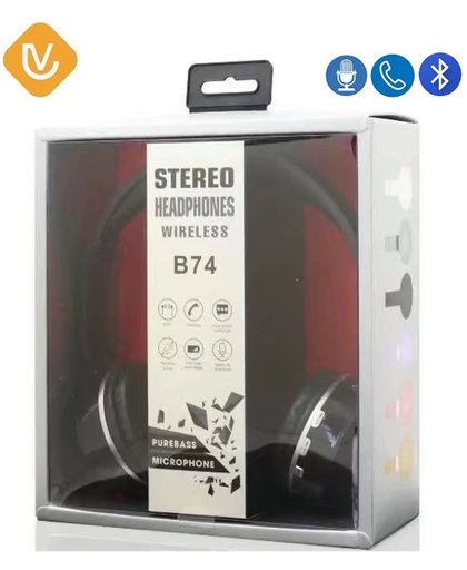 LenV - Wireless stereo bluetooth headset headphone B74 Met Geheugen Poort Geschikt voor iPad Air Mini Pro 2 3 4 iPhone 5 5S SE 6 6S 7(Plus) 8(Plus) X Samsung Galaxy S5 / S6 S7 S8 Edge A3 A5 A7 J1 J3 J5 2016 2017 Huawei P8 P9 P9 P10 Lite - Zwart