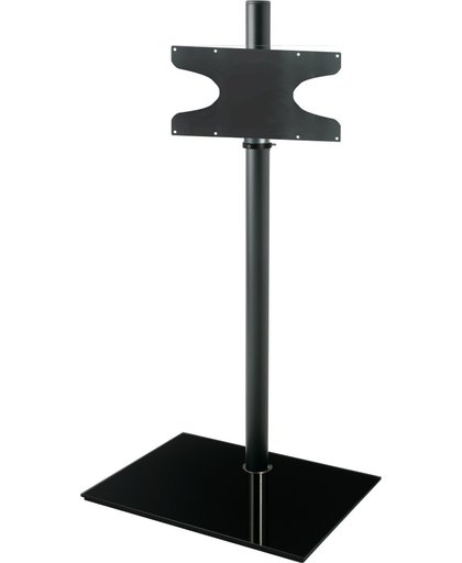 Cavus zwarte vloerstandaard met zwarte glazen voet voor TV's tot 55 inch - 100 cm hoog