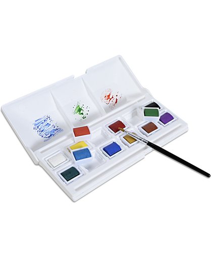 Aquarel box met 12 kleuren + GRATIS water brush pen