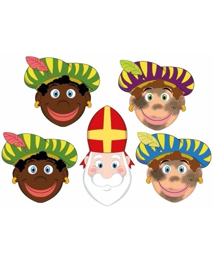 Sinterklaas - 4x Zwarte Pieten + Sinterklaas maskers setje