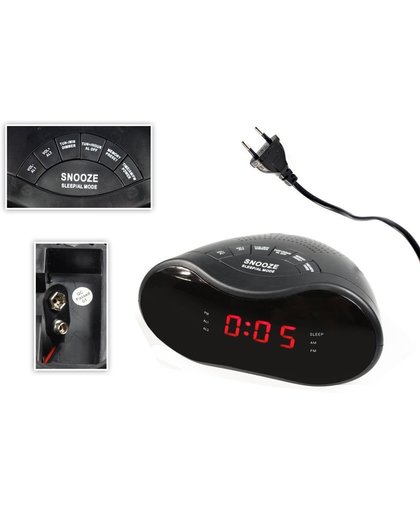 Digitale Wekkerradio - Met Alarm Snooze Functie & LCD Scherm - Elektrische AM/FM Radio Wekker Op Batterij & Netvoeding - Reiswekker