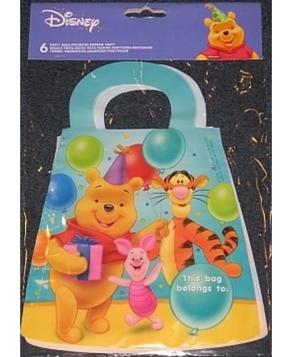 6 feestzakjes - Winnie the Pooh - plastic