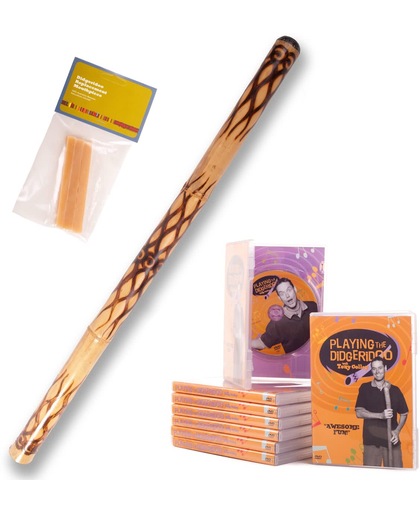 Australian Treasures Didgeridoo ''flamed'' + Australische bijenwas + DVD