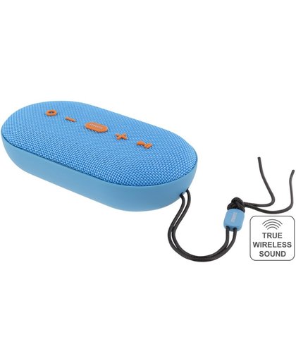 STREETZ CM755, Waterbestendig Bluetooth speaker, stof ontwerp, 2x5W, TWS, IPX5, Bluetooth 4.2, Blauw