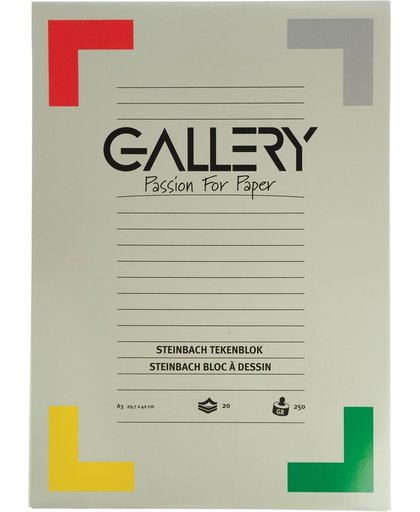 6x Gallery Steinbach tekenblok, gekorreld, 29,7x42cm (A3), 250 g/m  , blok van 20 vel