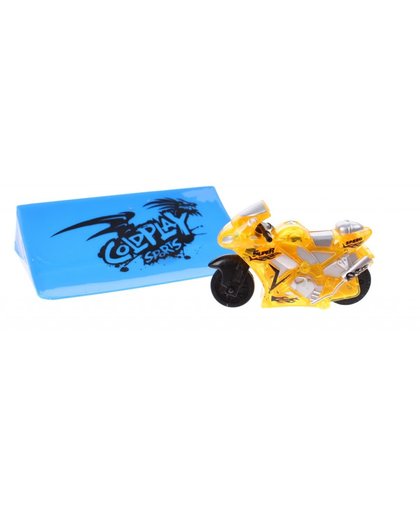 Toi Toys racemotor met schans geel 6 cm