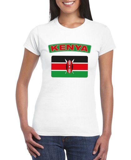 Kenia t-shirt met Keniaanse vlag wit dames XL
