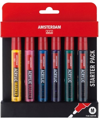 Amsterdam acrylmarker 6 stuks 4mm - basic