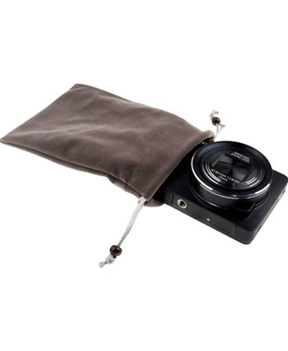 soft flannel carry bag met pearl button voor samsung galaxy camera (ek-gc100), dark grey, afmeeting: 17x12cm (approx)