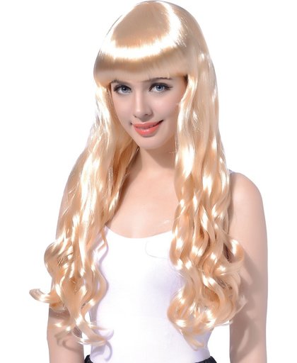 Lange blonde pruik met franje voor vrouwen  - Verkleedpruik - One size