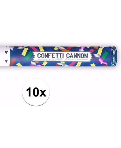 10x Confetti kanon metallic kleuren mix 40 cm - confetti shooter / party popper