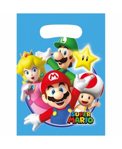 Nintendo feestzakjes Super Mario 8 stuks 23 cm blauw