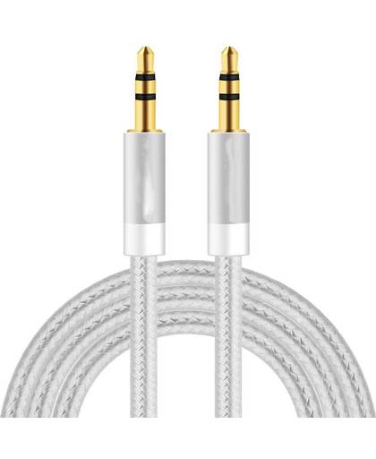 Aux kabel met jackplugs - 1 meter kabel kleur zilver - aux kabel - audio kabel - 3.5 mm aux kabel met jackplugs - DisQounts