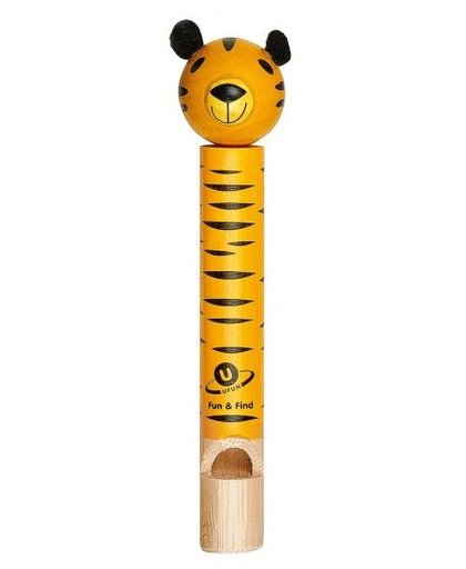 Moses bamboe dierenfluitje tijger 12 cm geel
