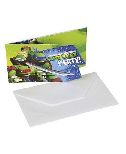 Nickelodeon uitnodigingen met envelop Ninja Turtles 8 stuks 14 cm