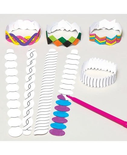 Nieuwe armbanden die kinderen naar eigen smaak kunnen inkleuren en kunnen dragen – creatieve knutselset voor kinderen (verpakking van 12)