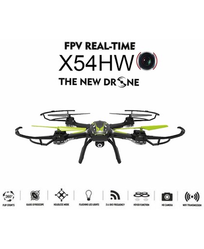 Syma X54HW FPV live Camera Drone + Altitude mode inclusief 16 stuks batterijen -zwart