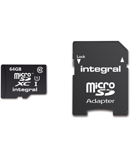 Integral UltimaPro - Flash memory card ( Micro SDXC to SD adapter included ) - 64 GB - UHS Class 1 / Class10 - Micro SDXC