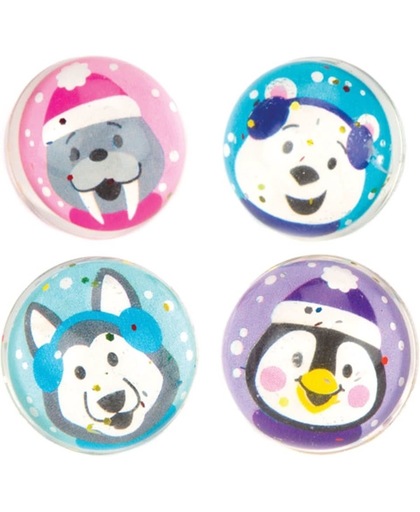 Glitterstuiterballen Noordpoolvriendjes voor kinderen. Leuke kerstcadeautjes en spelletjes voor kleine kinderen (8 stuks per verpakking)