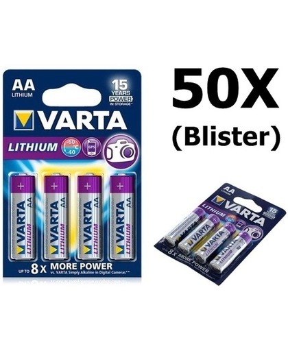 50x Blister AA Varta Batterij Lithium AA LR6 Mignon 2900MAH