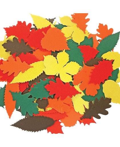 Geribbelde herfstbladeren in 5 verschillende kleuren om je kunst- en knutselwerkjes te verfraaien. Maak je eigen displays, decoraties en modellen (120 stuks)