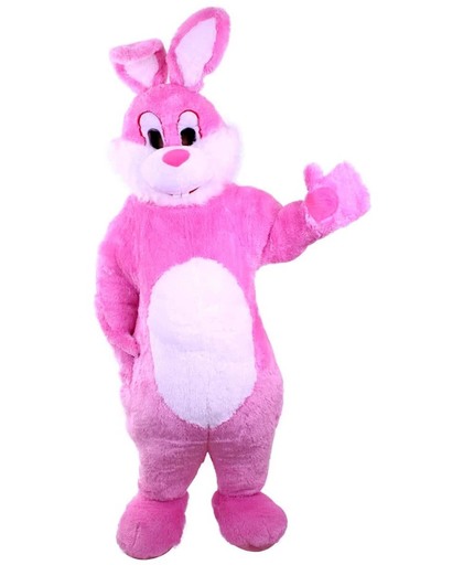 Pluche roze konijnenpak luxe met buikje