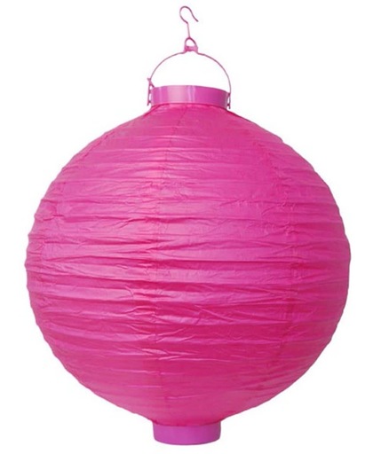 Lampion roze met licht 20cm