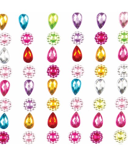 Zelfklevende edelstenen stickers in de vorm van bloemen en tranen - knutselspullen voor kinderen - scrapbooking verfraaiing om te maken en versieren kaarten decoraties en knutselwerkjes (138 stuks)