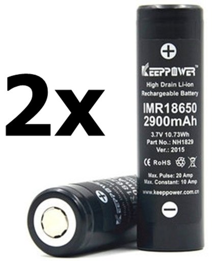 2 Stuks - Keeppower IMR18650 18650 20A 3.7V 2900mAh oplaadbare batterij NH1829