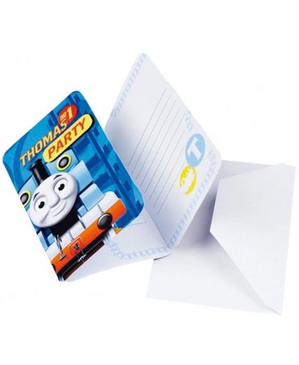 Thomas de Trein uitnodigingen met envelop 15 cm blauw 6 stuks