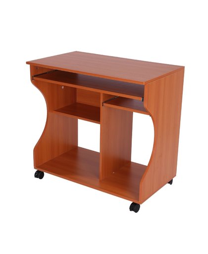 not specified HOMCOM Computer Desk W/Wheels-Cherry and Wood