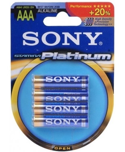 Sony 4x AAA Stamina Platinum Alkaline 1.5V niet-oplaadbare batterij