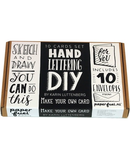 Handletterbox Paperfuel DIY 'Make your own Cards' + 1 x  A6 Handlettering Oefenblok Kerst Editie