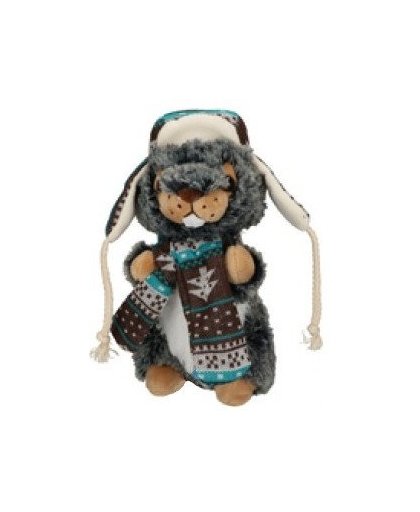 Eddy Toys knuffel otter met muts en sjaal grijs/groen 19 cm