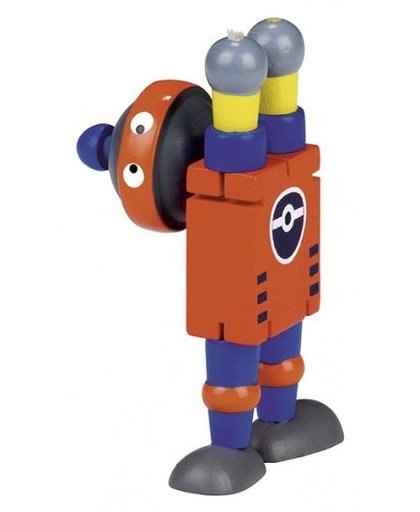 Moses flexibele houten robot 12 cm oranje