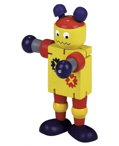 Moses flexibele houten robot 12 cm geel