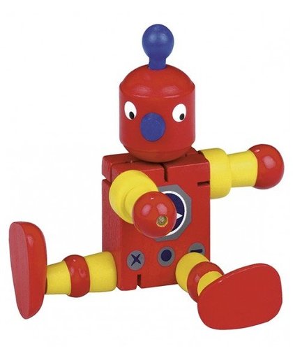 Moses flexibele houten robot 12 cm rood