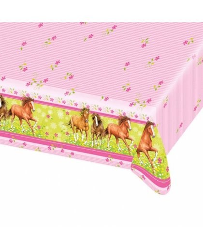 Amscan tafelkleed paarden 120 x 180 cm roze