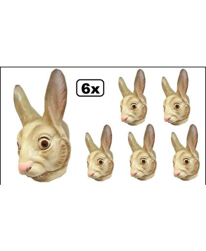 6x Masker konijn plastic volwassen