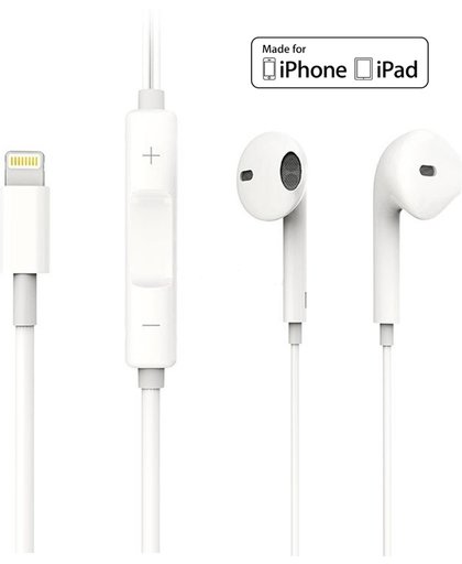DrPhone - iPad iPhone Oordopjes met lightning connector - Rijke Bastonen - Luxe Oortjes met Microfoon & Bediening geschikt voor Apple iPhone 7 / 7 plus / 8 / 8 plus / 10 / iPhone X / Apple iPad / - In-ear oordopjes headset voor Apple iPhone X - Wit