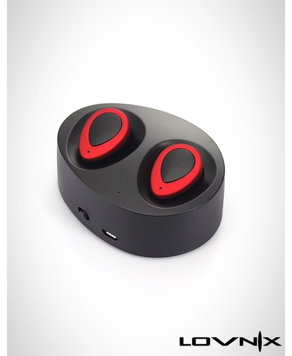 Lovnix K2 - Draadloze oordopjes met ingebouwde powerbank| Bluetooth | Exclusieve model | Alternatief Airpods | Geschikt voor alle bluetooth toestellen | Zwart/Rood