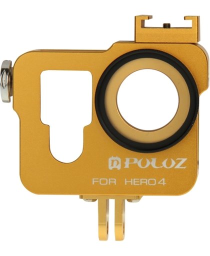 PULUZ Behuizing CNC Aluminium Kooi beschermings ontmoet 37mm UV-Filter Lens & Lens Cap voor GoPro HERO4 (Goud)