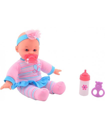 Johntoy baby pop met accessoires blauw 4 delig 30 cm