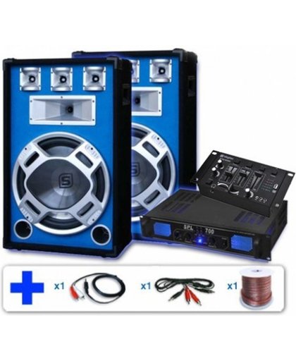 Complete 700W DJ Set met PA versterker Disco Luidsprekers en mixer met USB