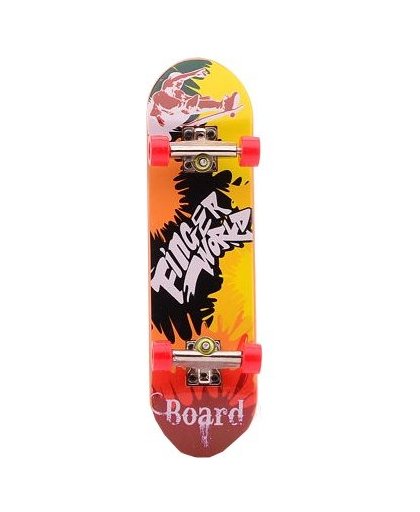Johntoy vinger skateboard geel/rood 7 delig 9 cm