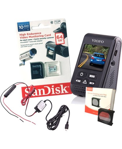 Viofo dashcam A119S, bundel incl. GPS, CPL-filter, Hardwire-kit, Sandisk 64Gb High Endurance card èn Nederlandse handleiding