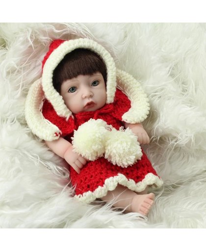 Babypop SONO (hand gemaakt) in rode kleertjes met cape – knuffel pop – reborn baby pop