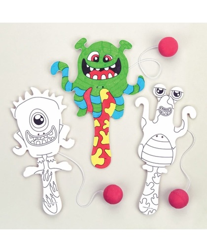 Batje en bal buitenaardse monsters om zelf in te kleuren. Buitenaards leuk speelgoed voor zakgeldprijzen - Perfect voor in feesttasjes voor kinderen (5 stuks per verpakking)