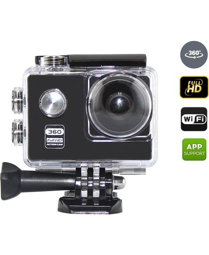 Full HD Sport Actie camera EN 360 Graden Camera | Uniek model, dubbele functie | Waterdichte behuizing | Action Sports Cam incl. accessoires